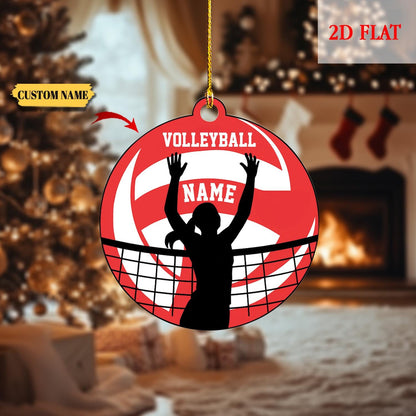 Custom Volleyball Player Christmas 2D Flat Acrylic Ornament, Gift for Volleyball Lover, Custom Sports Ornament, Girl Volleyball Team Gifts