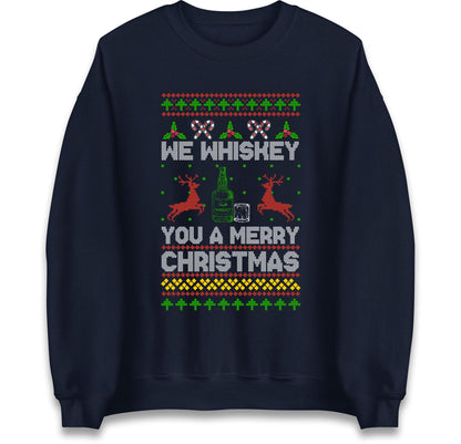 Funny Ugly Christmas Jumper We Whiskey You A Merry Christmas, Funny Xmas Santa Hoodie, Adventure Christmas T Shirt, Festive Gift Top