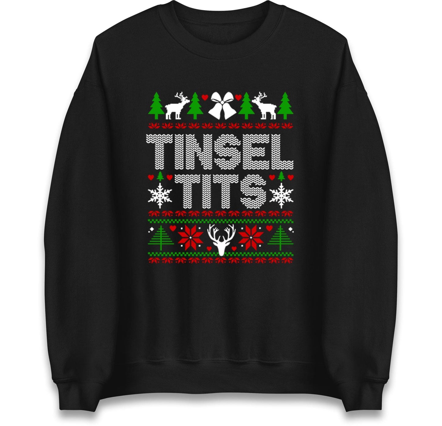 Funny Rude Christmas Jumper Tinsel T*ts, Funny Xmas Santa Hoodie, Adventure Christmas T Shirt, Festive Gift Top