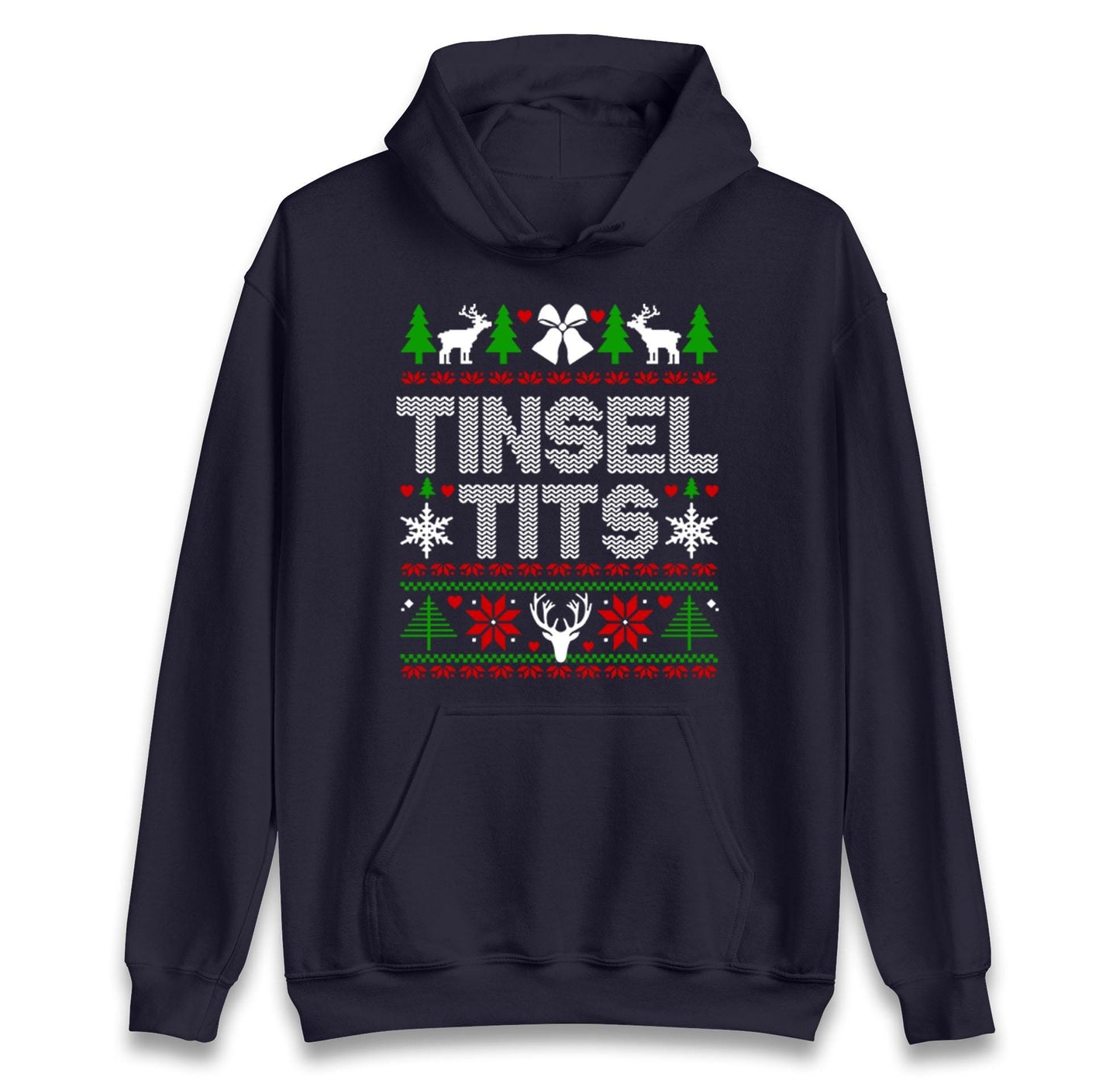 Funny Rude Christmas Jumper Tinsel T*ts, Funny Xmas Santa Hoodie, Adventure Christmas T Shirt, Festive Gift Top