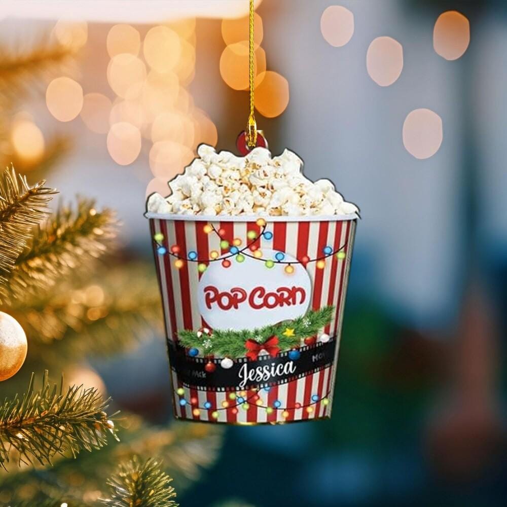 Custom Popcorn Christmas Ornament 2025: Cinema Lover Gift