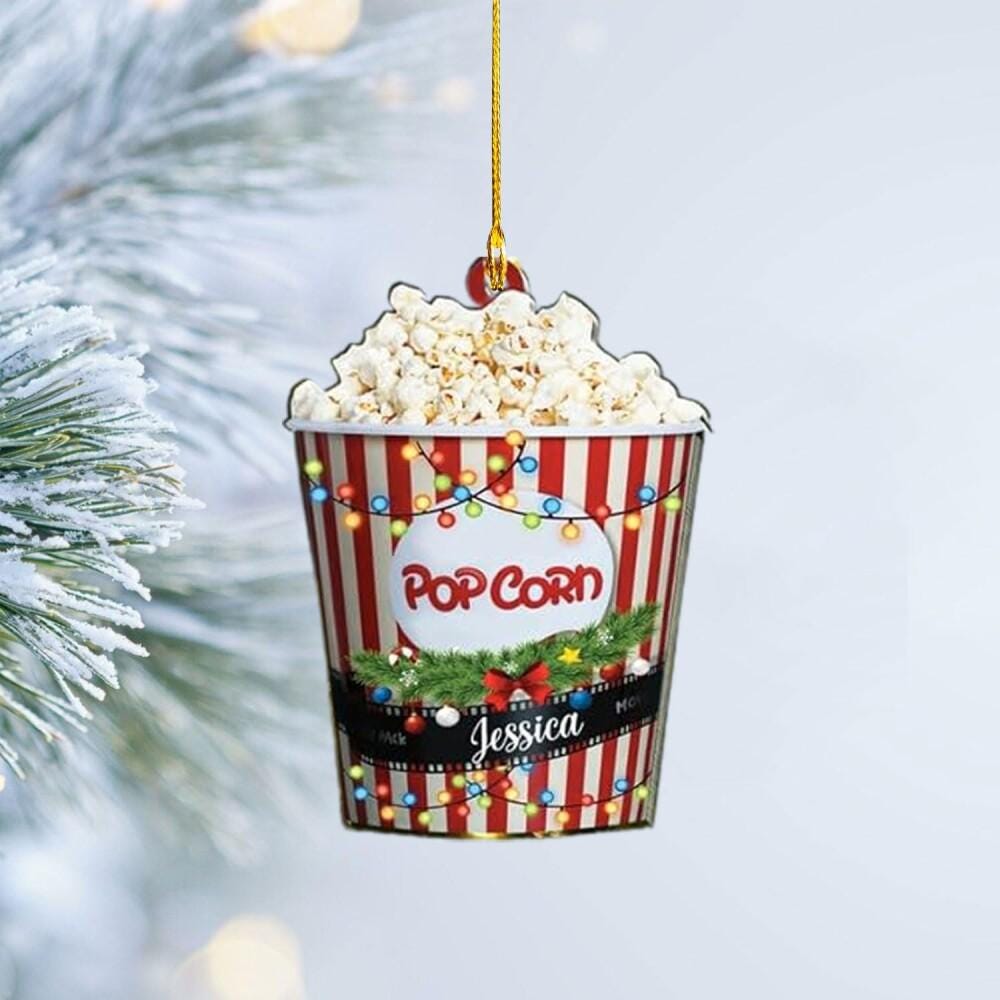 Custom Popcorn Christmas Ornament 2025: Cinema Lover Gift