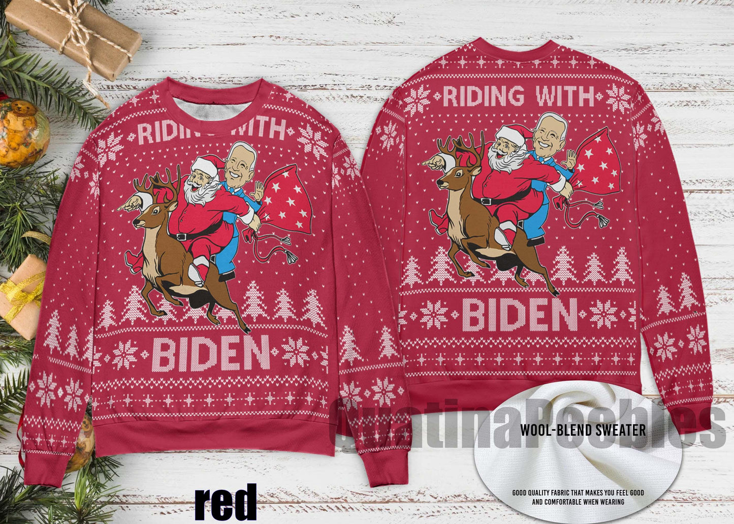 Santa Claus Joe Biden Funny Xmas Ugly Christmas Sweater, Happy Joe Biden Ugly Christmas Sweater, Joe Ugly Sweater Xmas, Gift For Men Women