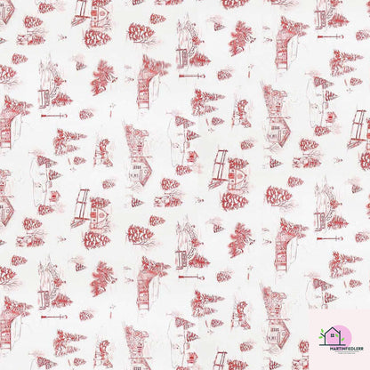 Christmas Village Toile Wrapping Paper: Rustic Winter Cabin Gift Wrap