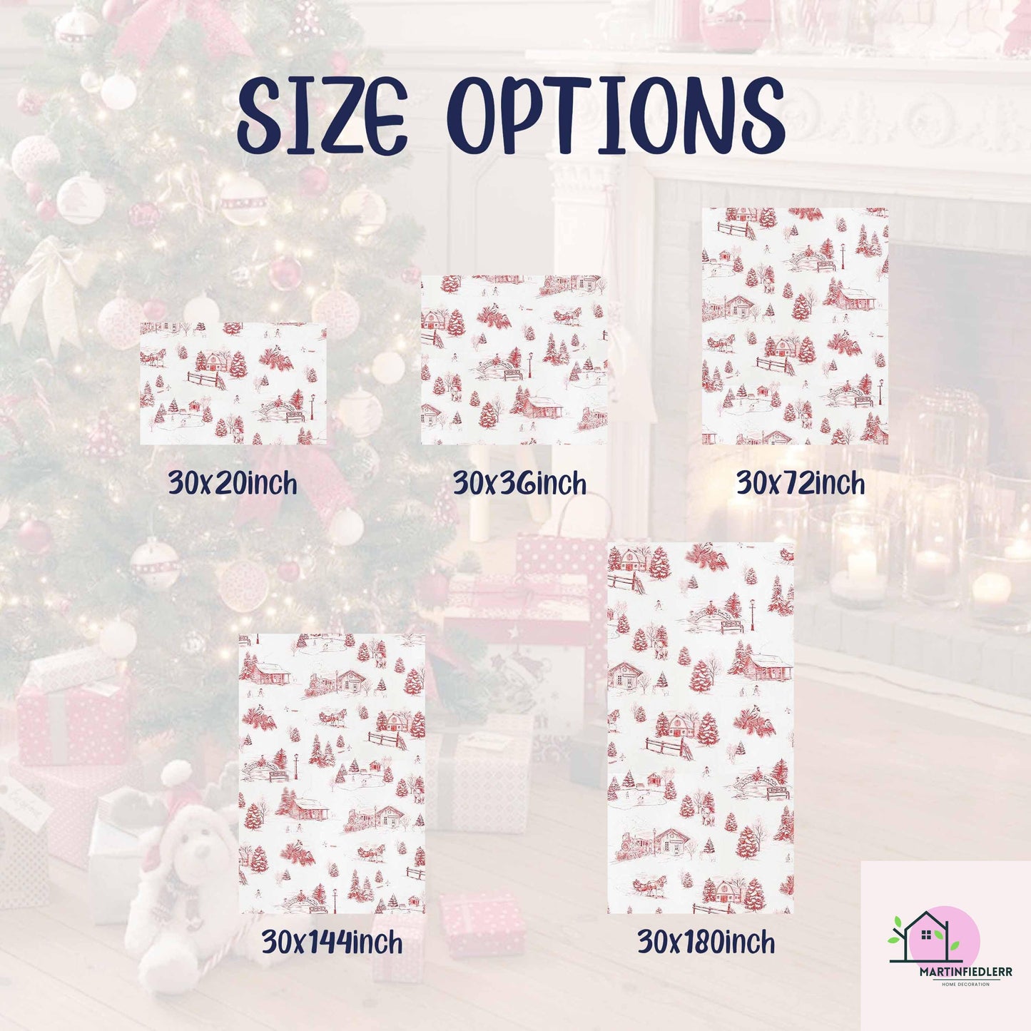 Christmas Village Toile Wrapping Paper: Rustic Winter Cabin Gift Wrap