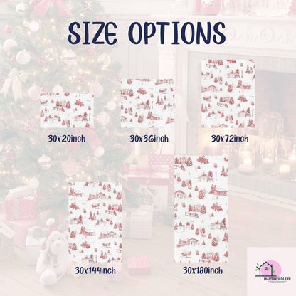 Christmas Village Toile Wrapping Paper: Rustic Winter Cabin Gift Wrap