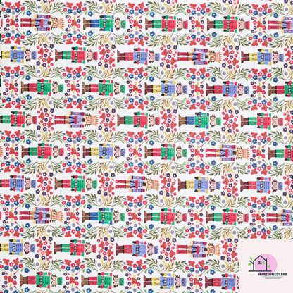 Nutcracker Wrapping Paper: Vintage Floral Toy Soldier, Festive Gift Wrap