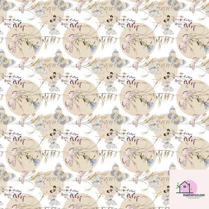 Boho Butterfly Wrapping Paper: Beige Wildflower Gift Wrap