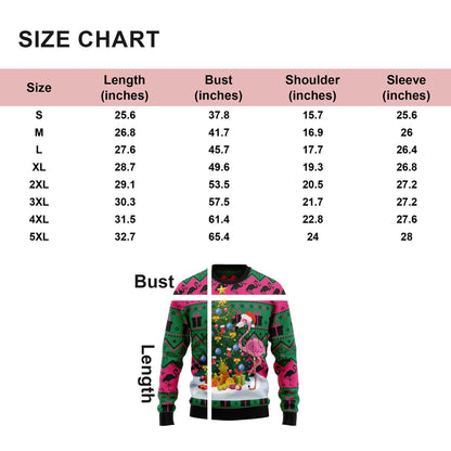 Merry Flocking Flamingo Ugly Christmas Sweater Funny Pink Bird Xmas Jumper Tropical Holiday Sweatshirt Gift For Men Women