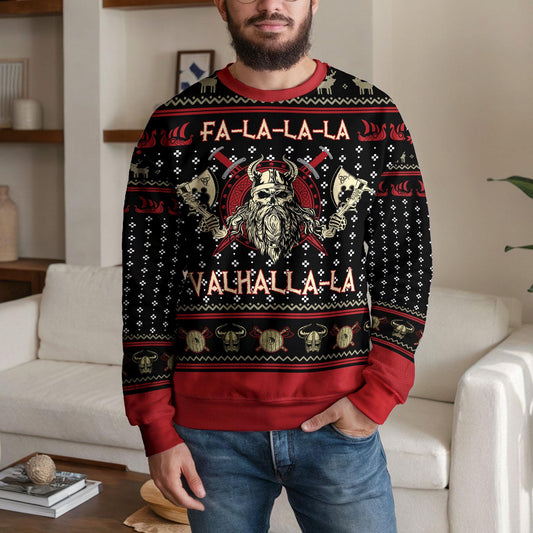 Funny Viking Falalalala Valhallala Ugly Christmas Sweater, Viking Reindeer Holiday Sweater, Norse Mythology Xmas Gift, Idea Gifts Christmas