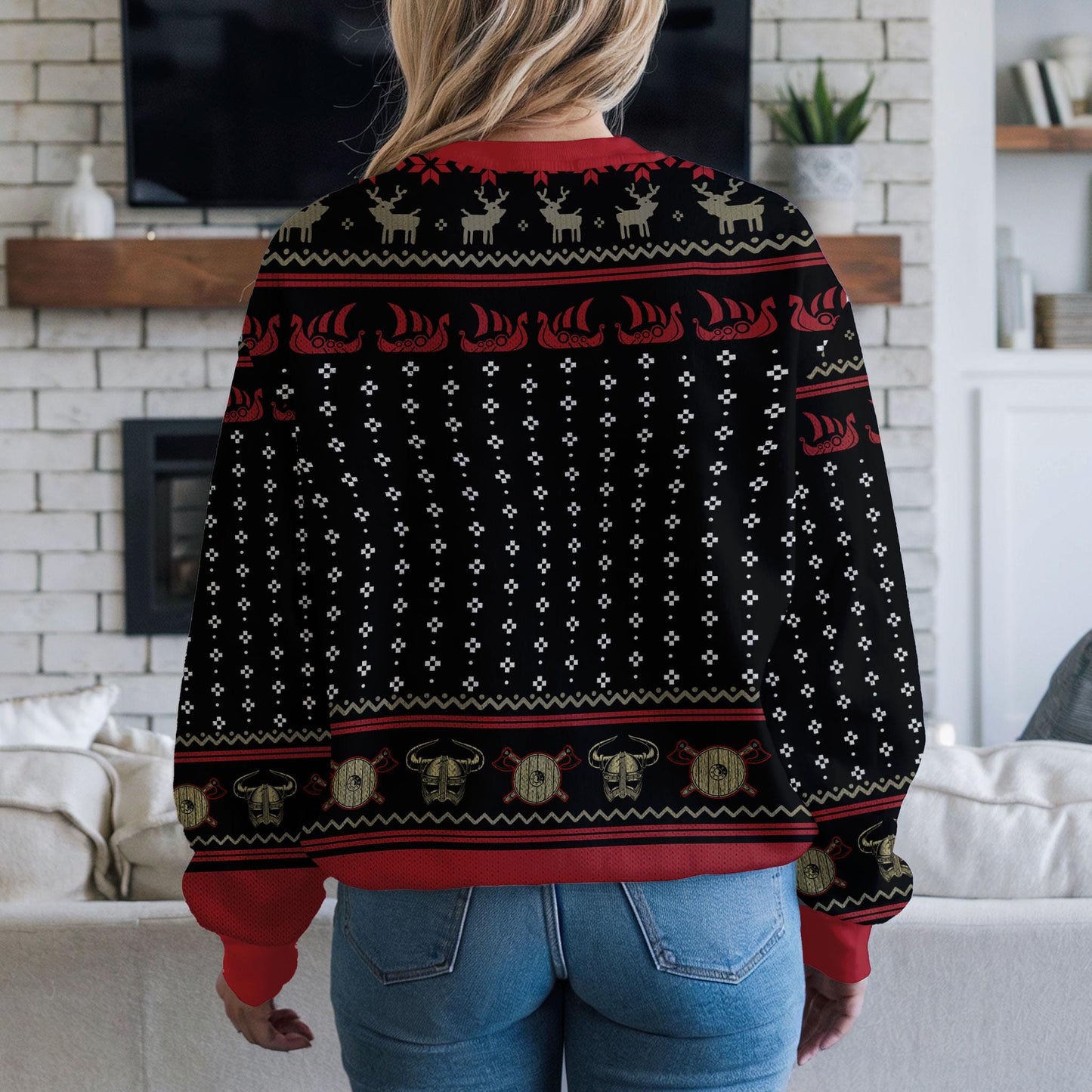 Funny Viking Falalalala Valhallala Ugly Christmas Sweater, Viking Reindeer Holiday Sweater, Norse Mythology Xmas Gift, Idea Gifts Christmas