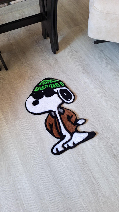 Handmade Tufted Snoopy Rug: Cartoon Accent Rug, Wall Art