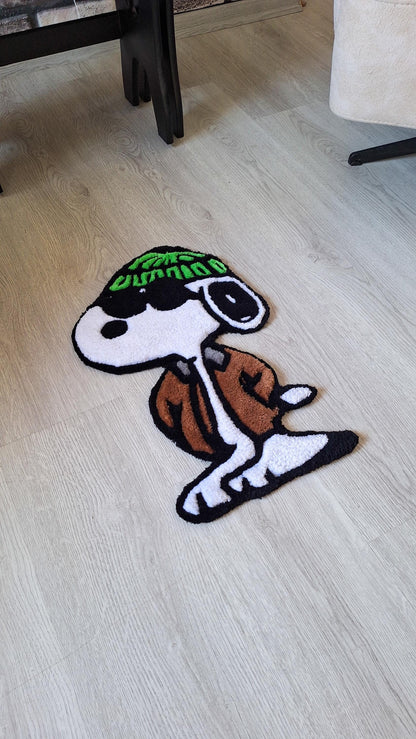Handmade Tufted Snoopy Rug: Cartoon Accent Rug, Wall Art