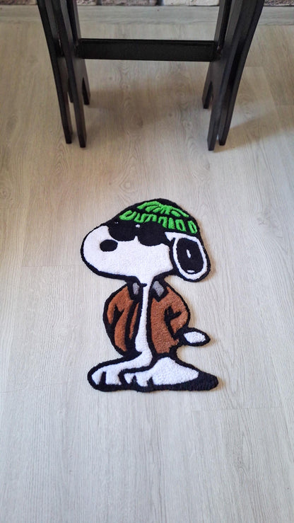 Handmade Tufted Snoopy Rug: Cartoon Accent Rug, Wall Art