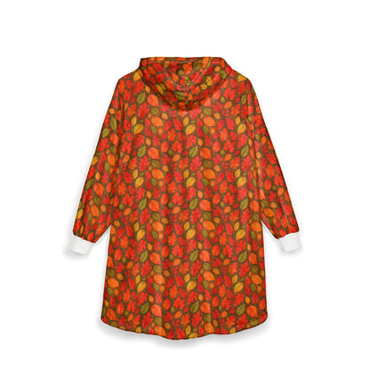 Cozy Autumn Leaves Hooded Blanket, Comfortable Throw, Soft Fleece Blanket, Perfect for Fall, Home Decor, Gift Idea