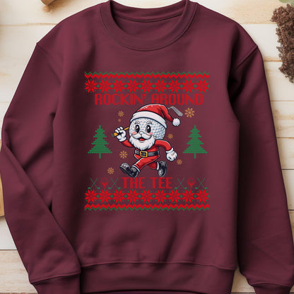 Rockin' Around the Christmas Tree Shirt Santa Claus Golfing Golf Ugly Funny Secret Santa Gift Ideas Ugly Party Golfer Dad