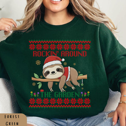 Rockin' Around the Christmas Tree Shirt Crazy Plant Lady Ugly Christmas Funny Skeleton Shirt Plant Lover Gift For Gardener