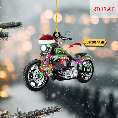Personalized  Motorcycle Light Christmas 2D Flat Acrylic Ornament, Biker Harley Motorcycle Ornament, Motorcycle Lover Gift, Motorcycle Biker