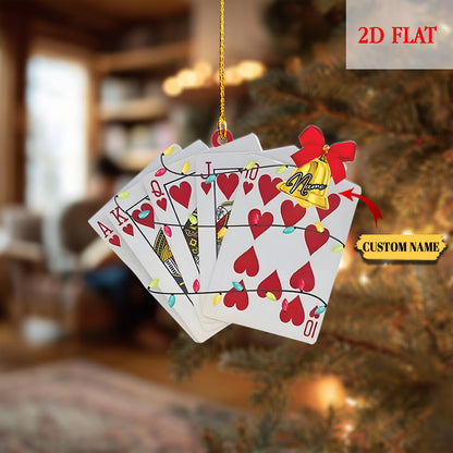 Personalized Playing Card Christmas Hanging 2D Flat Ornament, Casino Games Ornament, Royal flush playing card Ornament, Decor Christmas