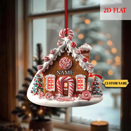 Personalized Candyland Christmas 2D Flat Ornament, Gift for Child, Present from Grandparents Gift to Grandchild, Custom Ornament for 2025
