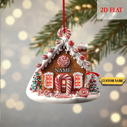 Personalized Candyland Christmas 2D Flat Ornament, Gift for Child, Present from Grandparents Gift to Grandchild, Custom Ornament for 2025