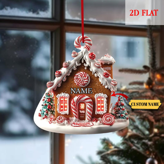 Personalized Candyland Christmas 2D Flat Ornament, Gift for Child, Present from Grandparents Gift to Grandchild, Custom Ornament for 2025