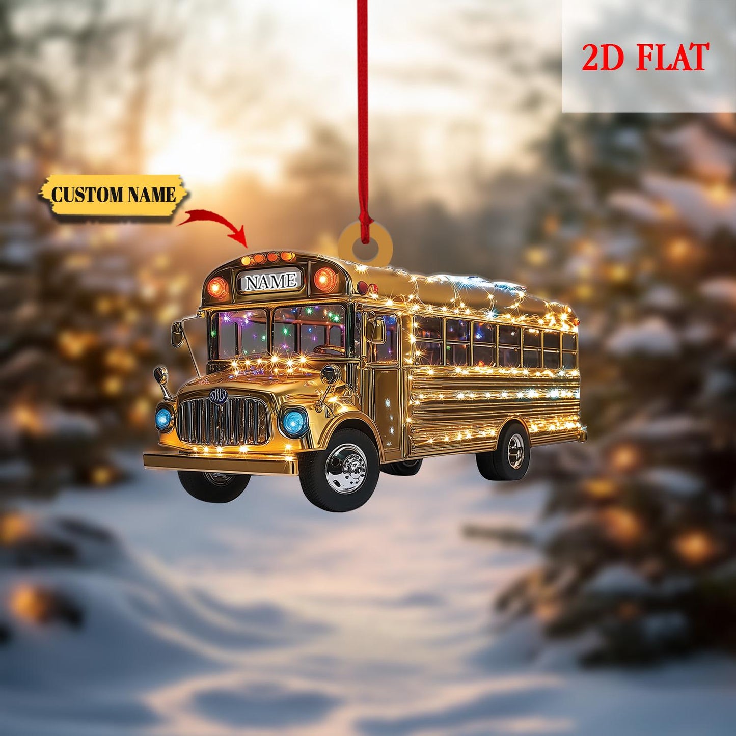 Personalized Bus Driver Christmas 2D Flat Ornament, Bus Driver Gift, School Bus Driver Christmas Ornament, Bus Driver Appreciation Gifts