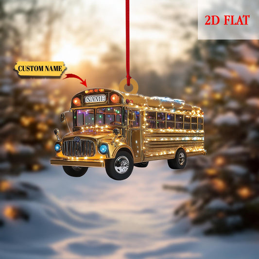 Personalized Bus Driver Christmas 2D Flat Ornament, Bus Driver Gift, School Bus Driver Christmas Ornament, Bus Driver Appreciation Gifts