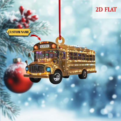 Personalized Bus Driver Christmas 2D Flat Ornament, Bus Driver Gift, School Bus Driver Christmas Ornament, Bus Driver Appreciation Gifts