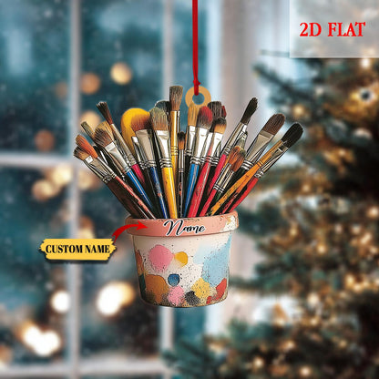 Custom Paint Brushes in Glass Jar Ornament, Art Teacher Ornament, Artist Gift, Gift for Painter, Painting Christmas Tree Decor Xmas Keepsake