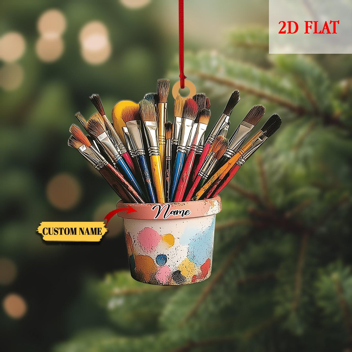 Custom Paint Brushes in Glass Jar Ornament, Art Teacher Ornament, Artist Gift, Gift for Painter, Painting Christmas Tree Decor Xmas Keepsake