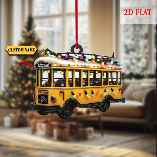 Personalized Bus Driver Christmas 2D Flat Acrylic Ornament, Bus Driver Gift, School Bus Driver Ornament, Bus Driver Appreciation Gifts