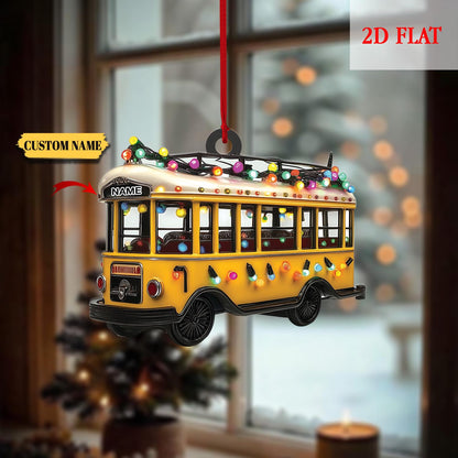 Personalized Bus Driver Christmas 2D Flat Acrylic Ornament, Bus Driver Gift, School Bus Driver Ornament, Bus Driver Appreciation Gifts