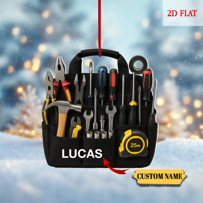 Personalized Tools Belt Bag 2D Flat Acrylic Ornament, Handyman Ornament, Gift For Engineer, Christmas Gift For Mechanic, Engineer gift