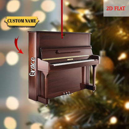 Personalized Music Christmas 2D Flat Ornament, Piano Christmas Ornament, Piano Lovers Acrylic Ornament, Musician Gift, Piano Player Ornament