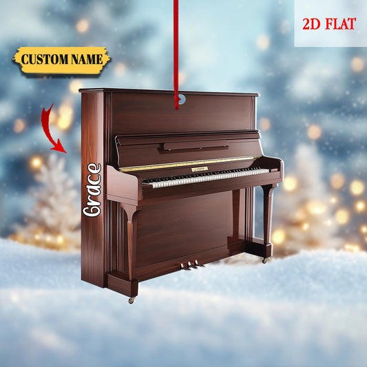Personalized Music Christmas 2D Flat Ornament, Piano Christmas Ornament, Piano Lovers Acrylic Ornament, Musician Gift, Piano Player Ornament
