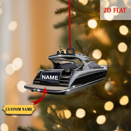 Custom Name Speed Boat Christmas 2D Flat Ornament, Boats Personalized Ornament, Boat Ornament, Fishing Boats, Fishing Boat Ornament