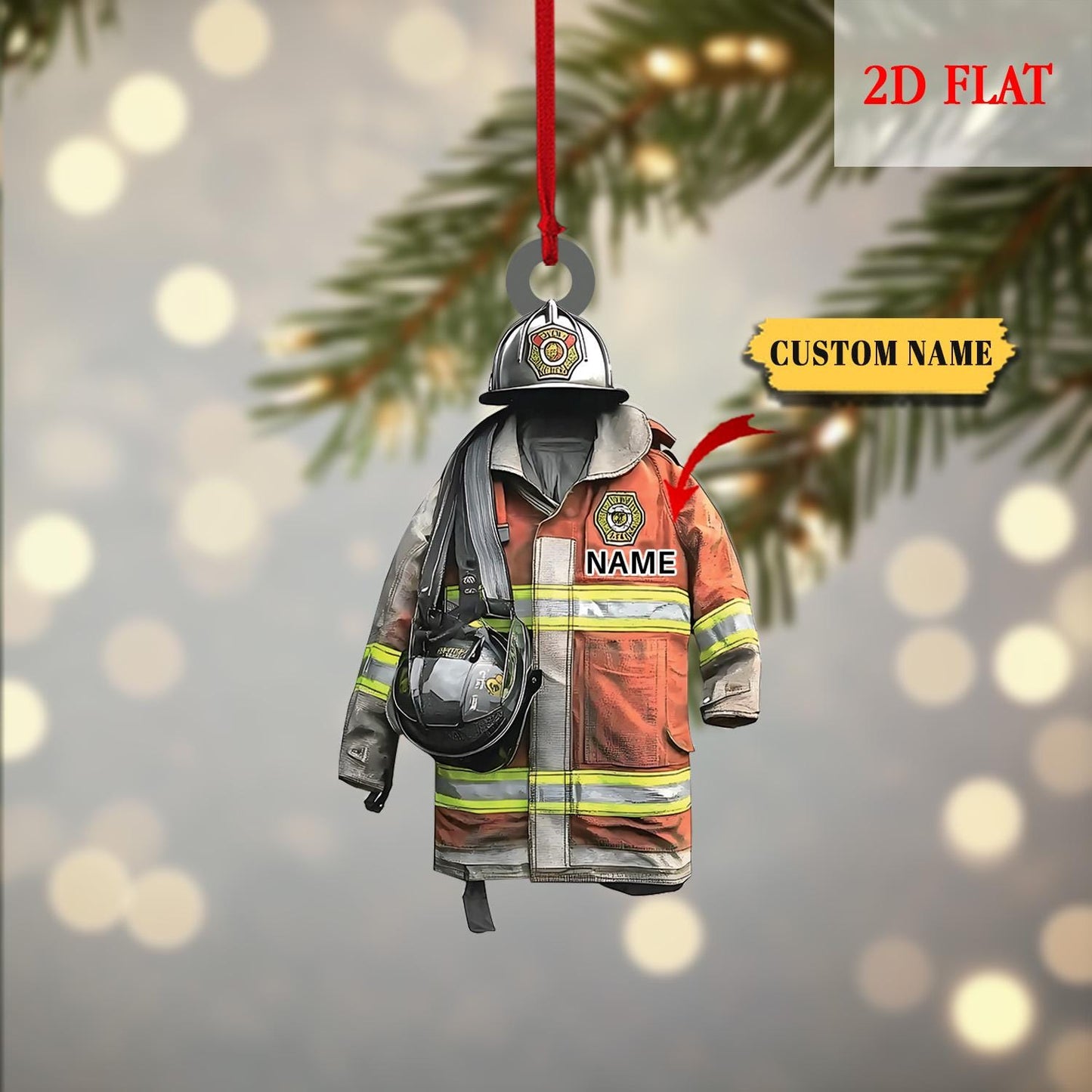 Personalized Firefighter Uniform Christmas Ornament, Christmas Decor with Firemen Gear, Gift for Firemen, First Responders, Fireman gift