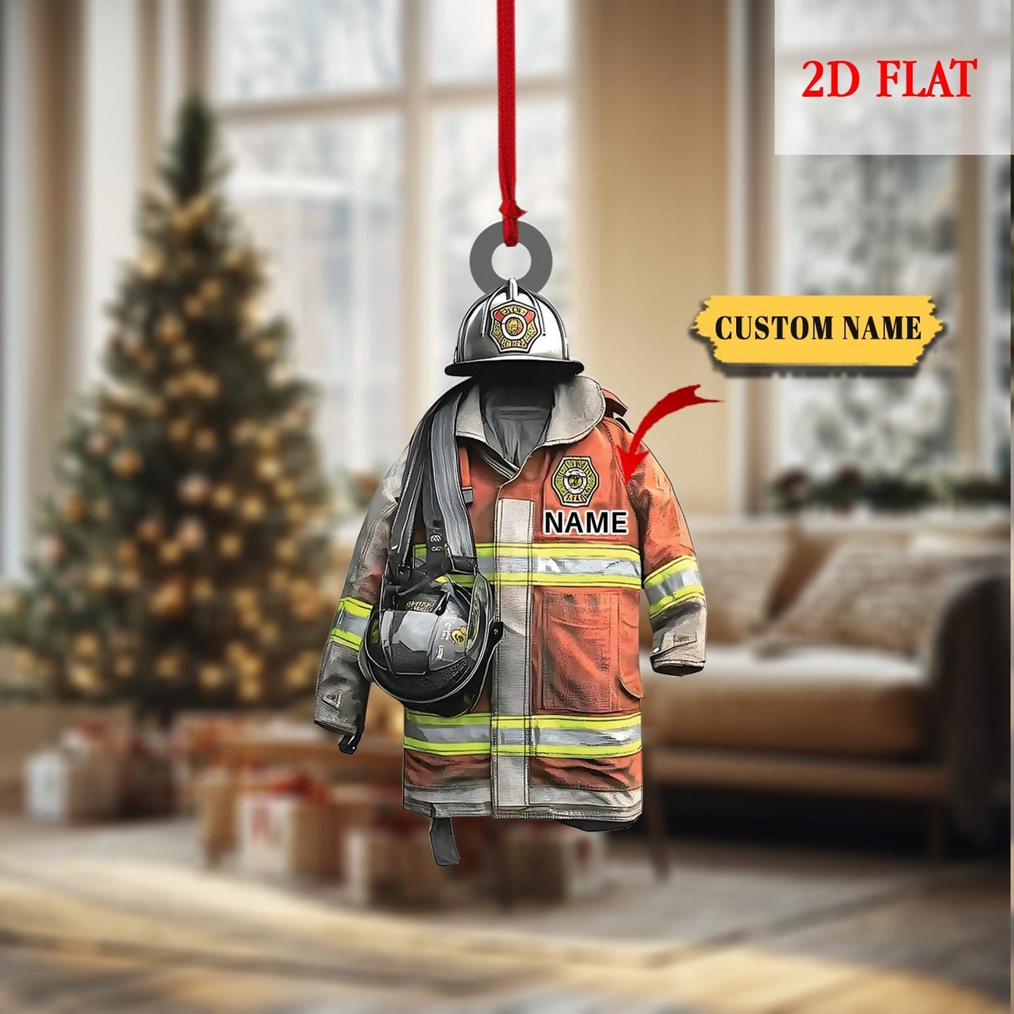 Personalized Firefighter Uniform Christmas Ornament, Christmas Decor with Firemen Gear, Gift for Firemen, First Responders, Fireman gift