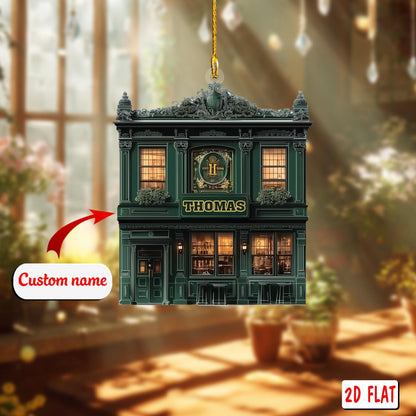 2D acrylic ornament, flat christmas ornament, personalized pub ornament, custom name ornament, bar ornament, bartender gift, xmas decor