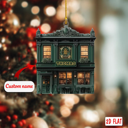 2D acrylic ornament, flat christmas ornament, personalized pub ornament, custom name ornament, bar ornament, bartender gift, xmas decor