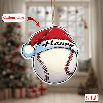 2D acrylic ornament, flat christmas ornament, personalized baseball ornament, custom name ornament, sports ornament, player xmas gift