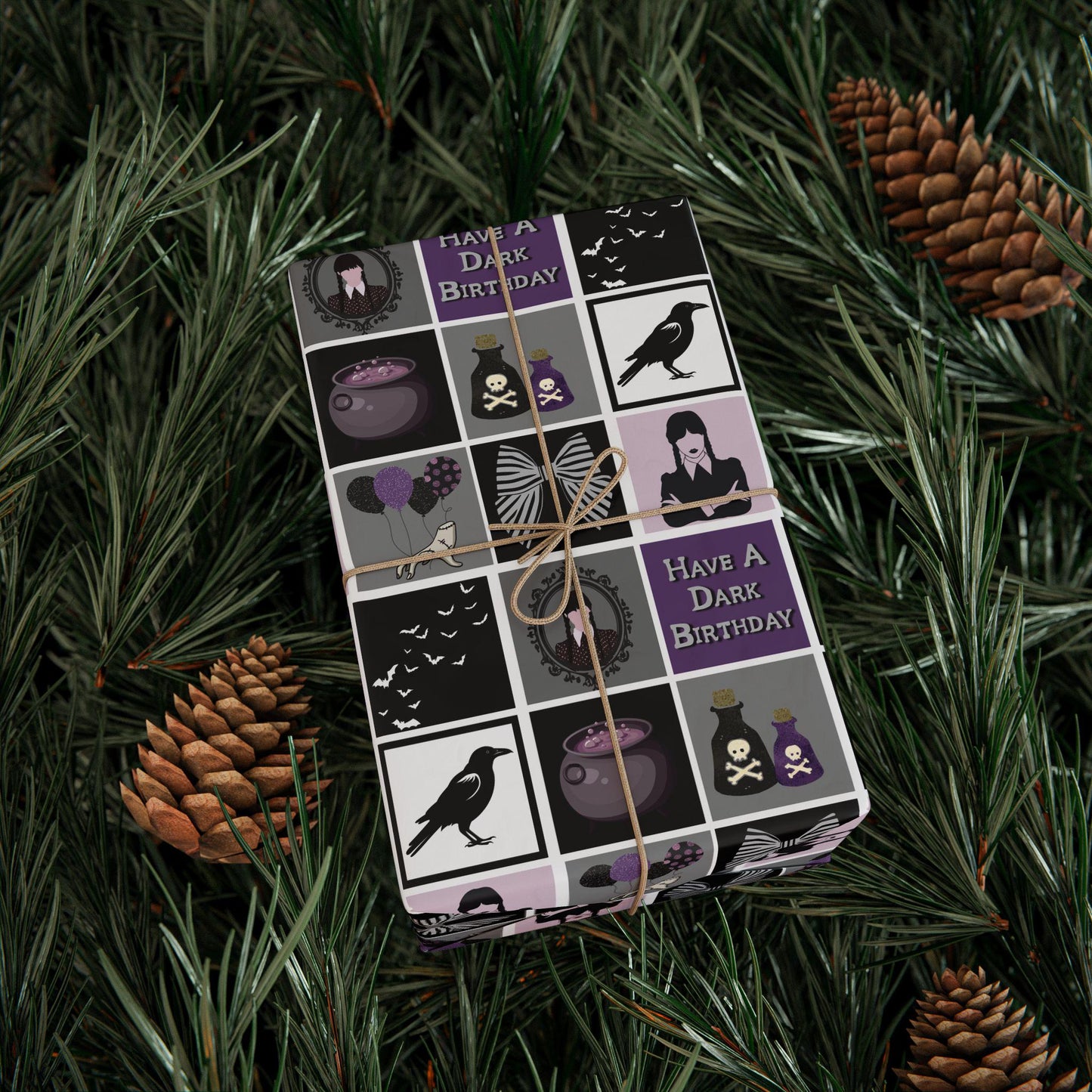 Wednesday Birthday Wrapping Paper: Goth Adams Family Gift Wrap