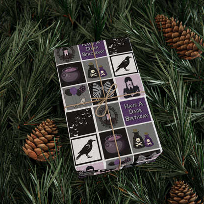 Wednesday Birthday Wrapping Paper: Goth Adams Family Gift Wrap
