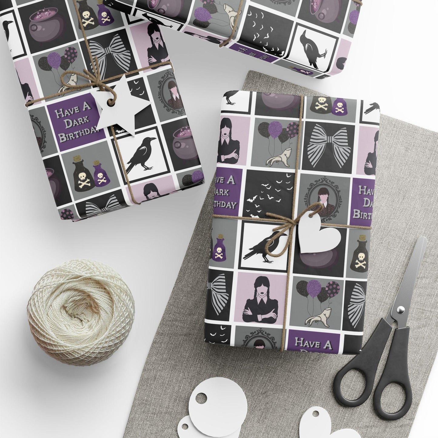 Wednesday Birthday Wrapping Paper: Goth Adams Family Gift Wrap