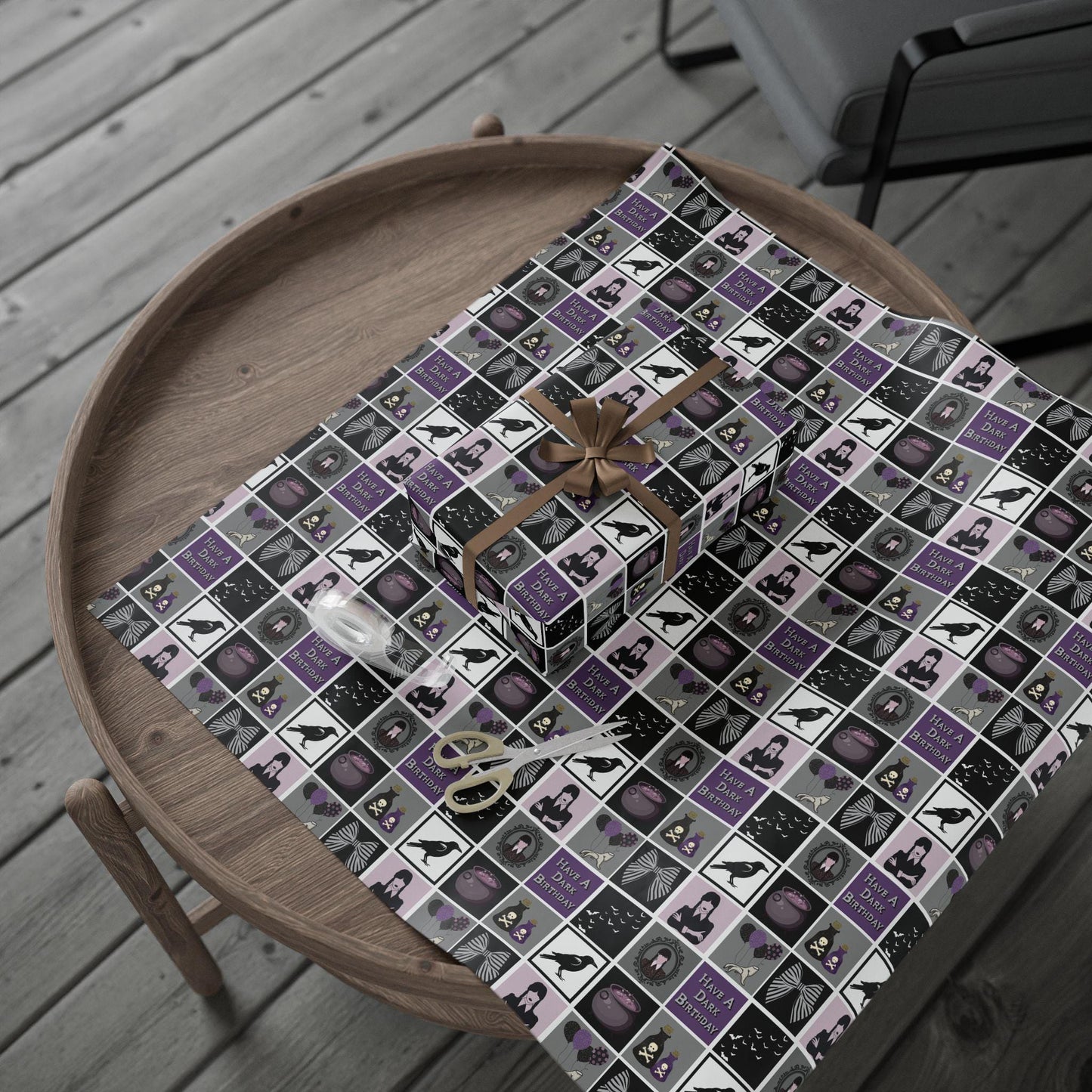 Wednesday Birthday Wrapping Paper: Goth Adams Family Gift Wrap