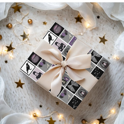 Wednesday Birthday Wrapping Paper: Goth Adams Family Gift Wrap