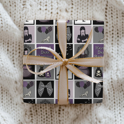 Wednesday Birthday Wrapping Paper: Goth Adams Family Gift Wrap
