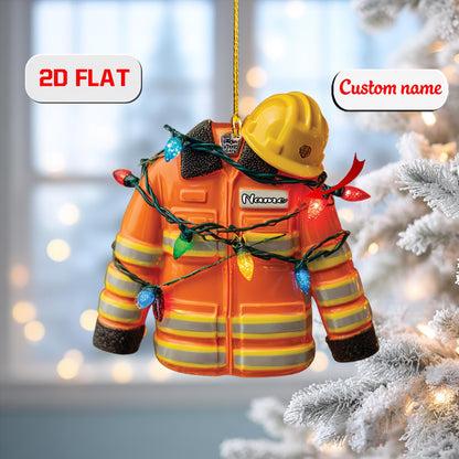 2D Acrylic Christmas Ornament, Firefighter Jacket Holiday Decor, Personalized Hero Ornament, Unique Xmas Tree Gift, Christmas Gift