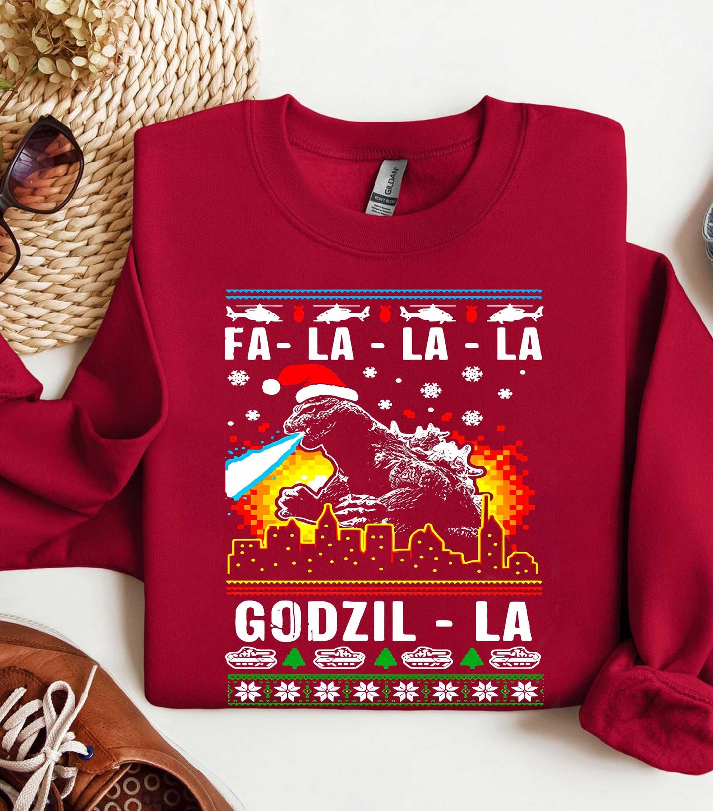Funny Godzilla Ugly Christmas Sweatshirt, Retro Godzilla Xmas Sweatshirt, Monster Holiday Party Shirt, Funny Christmas Gift